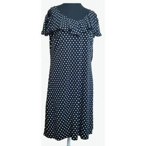 MSK - NWT's-Women's Black/White Polka Dot Short Sleeve Knee Length Dress Size M